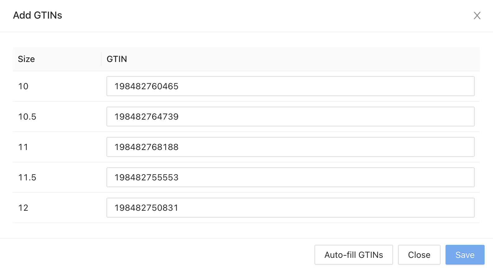 Auto-GTIN Feature